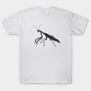 Praying Mantis Ink Art - cool insect design - on white T-Shirt